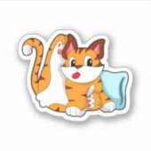 Tiger cat with Pillow Sticker (Voorkant)