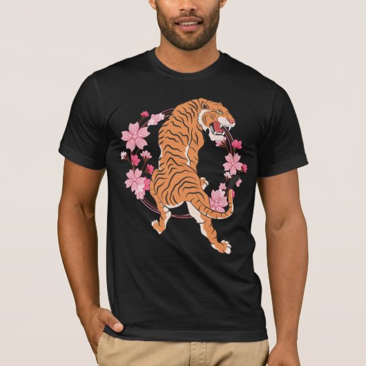 Tiger Cherry Blossom Japanse Sakura - boom T-shirt (Voorkant)