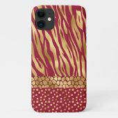 Tiger Chic Burgundy Gold Chic Stylish Case-Mate iPhone Case (Achterkant)