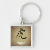 TIGER Chinese Symboolronde of vierkant teken Sleutelhanger (Voorkant)