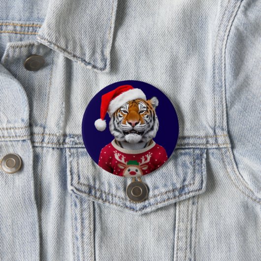 Tiger Christmas Button (In situ)
