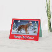 Tiger Christmas Landscape Kaart (Voorkant)