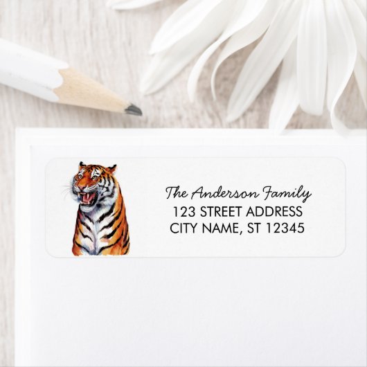 Tiger Christmas Return Address Etiket (Insitu)