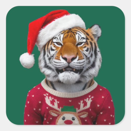 Tiger Christmas Sticker (Voorkant)