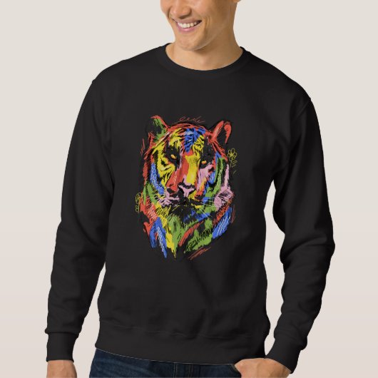 Tiger colourful animal art animal lovers tiger Pre Trui (Voorkant)