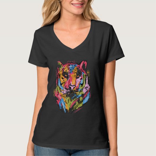Tiger Colourful Art Animal Lover Animal T-shirt (Voorkant)