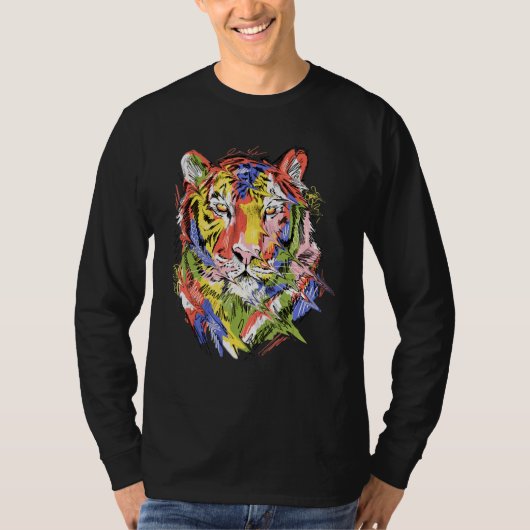 Tiger colourful art animal lovers artwork t-shirt (Voorkant)