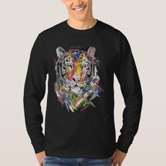 Tiger Colourful Art Animal Lovers T-shirt (Voorkant)