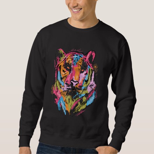 Tiger Colourful Art Animal Lovers Tiger Motif Trui (Voorkant)