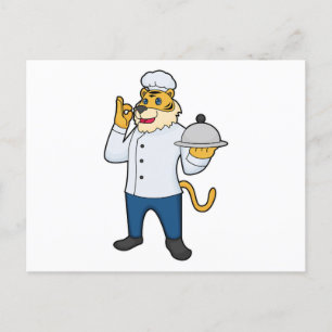 Tiger Cook Chef pet Platter Briefkaart