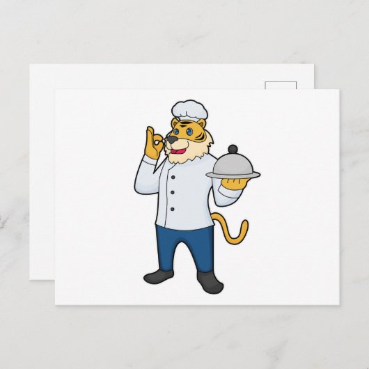 Tiger Cook Chef pet Platter Briefkaart (Voorkant / Achterkant)