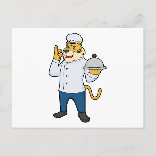 Tiger Cook Chef pet Platter Briefkaart (Voorkant)