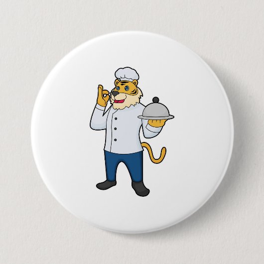 Tiger Cook Chef pet Platter Ronde Button 7,6 Cm (Voorkant)