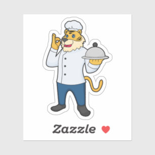 Tiger Cook Chef pet Platter Sticker