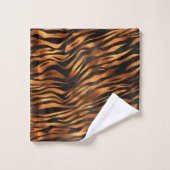 Tiger Copper Black Animal Print Bad Handdoek (Wasdoekje)