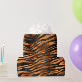 Tiger Copper Black Animal Print Cadeaupapier