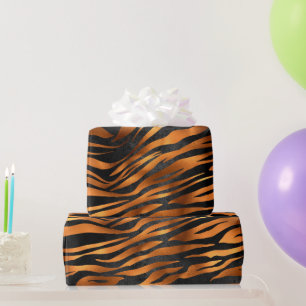 Tiger Copper Black Animal Print Cadeaupapier