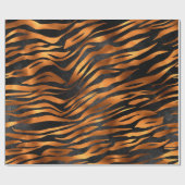 Tiger Copper Black Animal Print Cadeaupapier (Vlak)