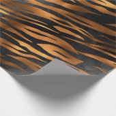 Tiger Copper Black Animal Print Cadeaupapier (Hoek)