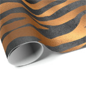 Tiger Copper Black Animal Print Cadeaupapier (Rol Hoek)