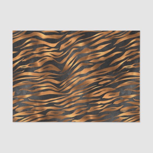 Tiger Copper Black Animal Print Tissuepapier (Voorkant)