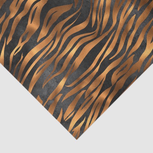 Tiger Copper Black Animal Print Tissuepapier (Detail)