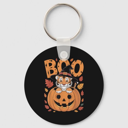 Tiger Costume On Pumpkin Halloween Tiger  Sleutelhanger (Voorkant)