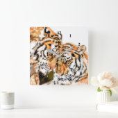 Tiger Couple Hug Clock - Familie Vierkante Klok (Huis)