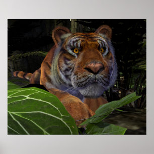 Tiger Crouching in het Oerwoud Poster
