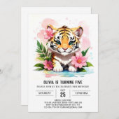 Tiger Cub Aangepaste Uitnodiging Verjaardag (Voorkant / Achterkant)