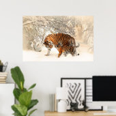 tiger cub and mother in snow poster (Thuiskantoor)