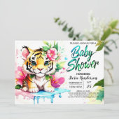 Tiger Cub Baby Meisje Douche Kaart (Staand voorkant)