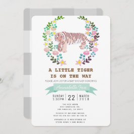 Tiger Cub Floral Wreath Baby shower Uitnodiging