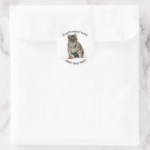 Tiger Cub in the Snow Custom Text Ronde Sticker (Tas)