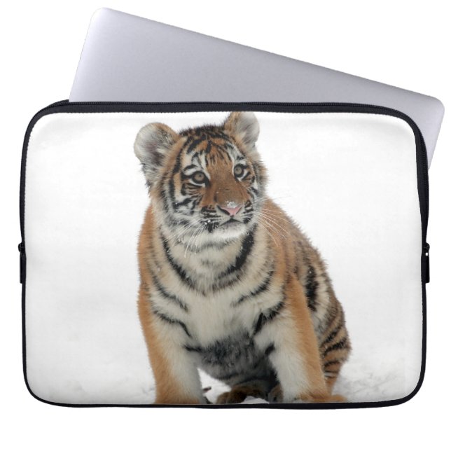 Tiger Cub in the Snow Photograph Laptop Sleeve (Voorkant)