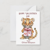 Tiger Cub Kind Valentijn Classroom Party Notitiekaartje (Voorkant)