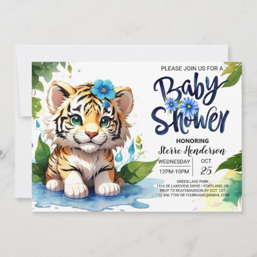 Tiger Cub Oerwoud Boy Baby shower Kaart (Voorkant)