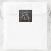 Tiger Cub Reclines on Rock Vierkante Sticker (Tas)