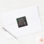 Tiger Cub Reclines on Rock Vierkante Sticker (Envelop)