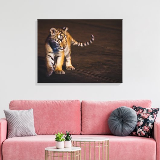Tiger Cub Walking Canvas Afdruk (Insitu (Woonkamer))