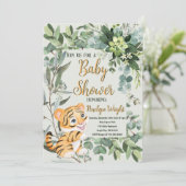 Tiger Cub Waterverf Licht Groen Baby shower Kaart (Staand voorkant)