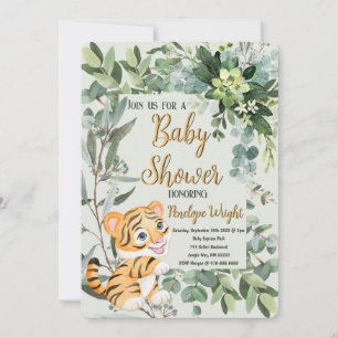 Tiger Cub Waterverf Licht Groen Baby shower Kaart