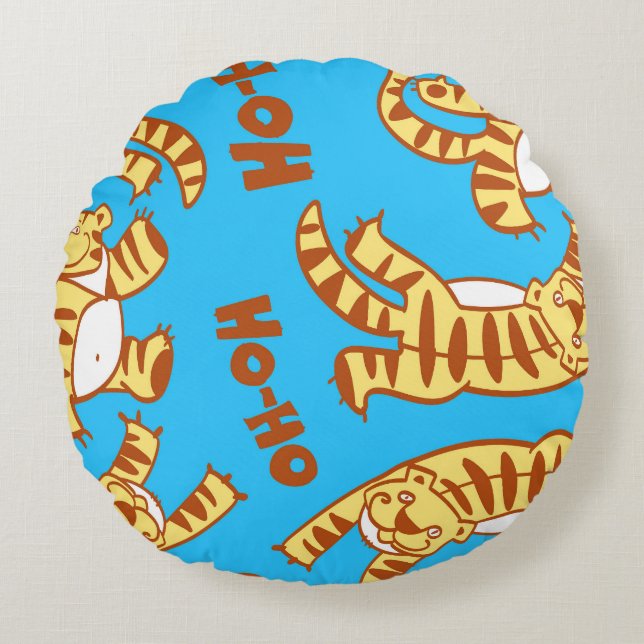 Tiger Cubs Cartoon: Grappig naadloos. Rond Kussen (Voorkant)