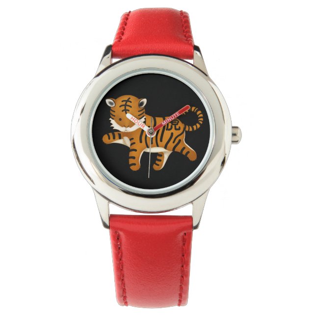 Tiger Cute Astrology Sign. Chinese Zodiac Horloge (Voorkant)