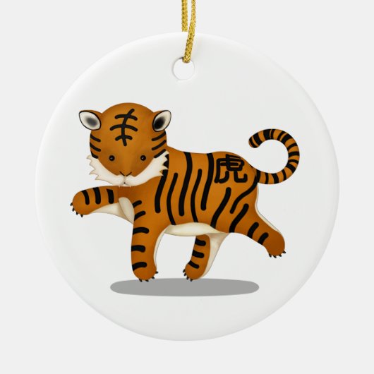 Tiger Cute Astrology Sign. Chinese Zodiac Keramisch Ornament (Voorkant)