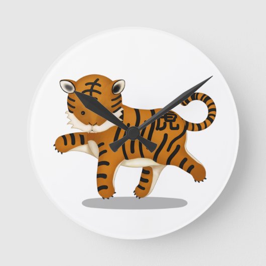 Tiger Cute Astrology Sign. Chinese Zodiac Ronde Klok (Voorkant)