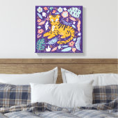 Tiger Cute Floral Canvas Afdruk (Insitu (Slaapkamer))