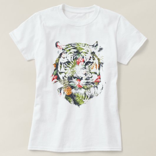 TIGER Cute T-shirt - Tropisch Patroon (Design voorkant)