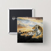 Tiger Dawn Vierkante Button 5,1 Cm (Voorkant /achterkant)