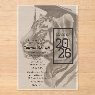 Tiger Design | Custom Graduation Invitation Cards Acryl Uitnodigingen